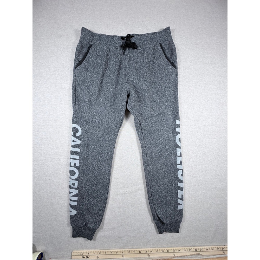 Hollister California Men Gray Fleece Jogger Sweatpants Graphic Logo Medium